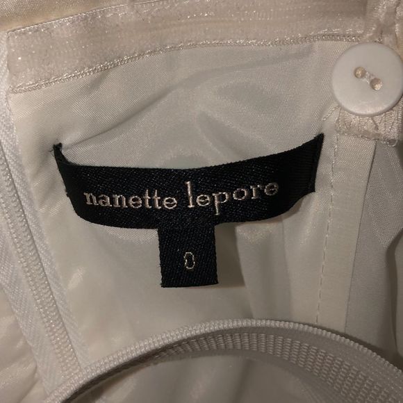 Nanette Lepore White Sequin Strapless Ribbon Trim Dress size 0 - Picture 11 of 15